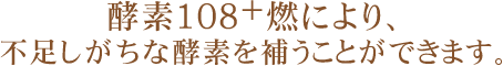 酵素108＋燃により不足しがちな酵素を補うことができます。